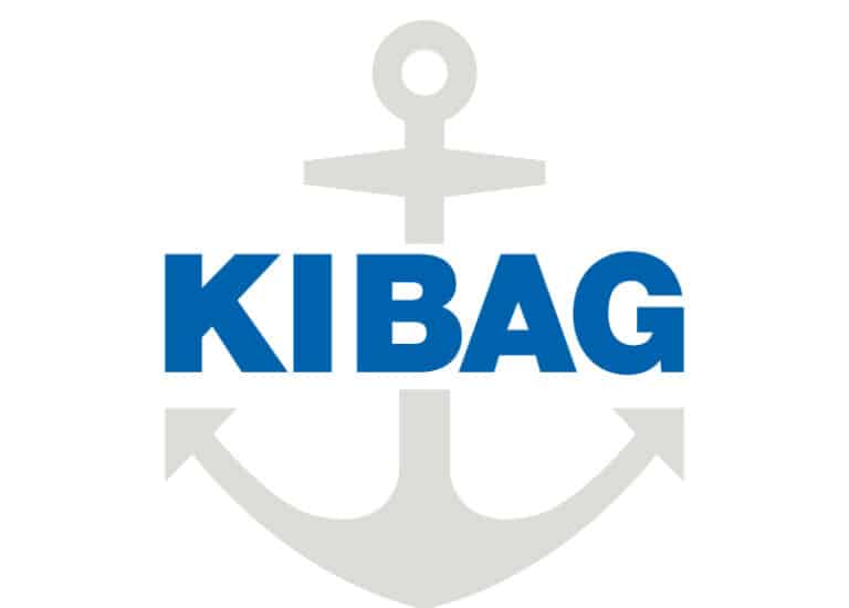 Ein farbiges Logo der Kibag, ein führendes Schweizer Unternehmen im Baustoff- und Baubereich.